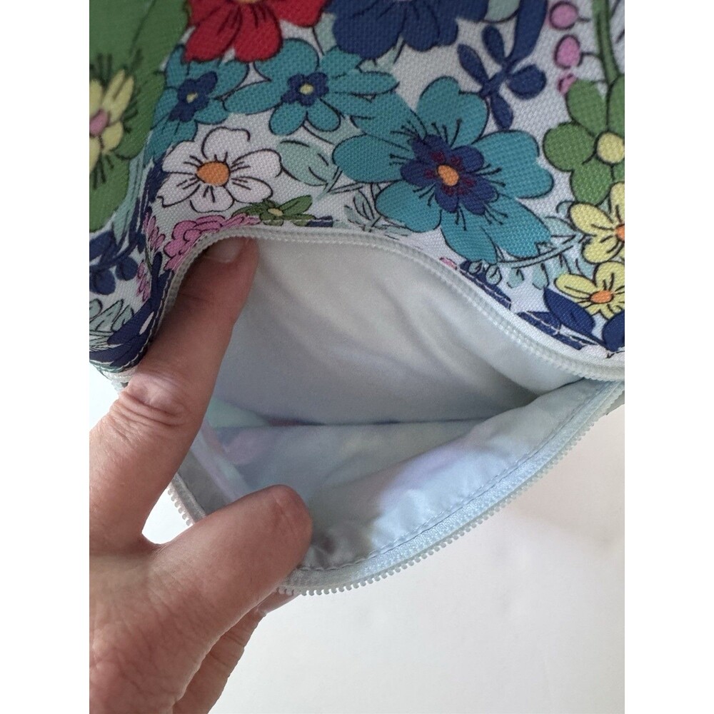 Vera Bradley Blue Floral Crescent Sling Crossbody Bag Zip Adjustable Strap - Picture 8 of 13